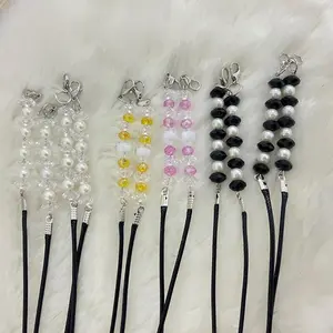 3 pc/6 pc Kalung Masker CRYSTAL Strap Mask Hijab 2n1 Tali Masker Strap Masker Hitam Putih
