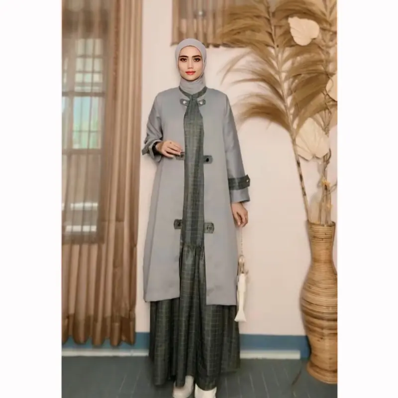 Parayou ~ Marwah Series Lebaran  Set Inner dan Outer Couple Baju Koko Free Hijab PollyCatoon Gamis Pasangan Sarimbit 5
