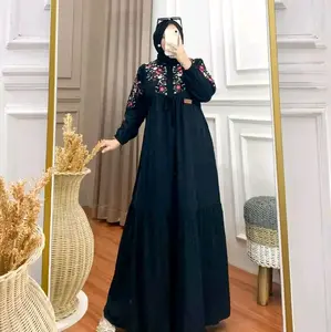 MARWA DRESS, matt Rayon twill kombinasi bordir