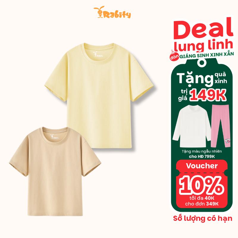 Áo thun trơn cho bé trai bé gái đi học thiết kế ngắn tay Rabity 900.904
