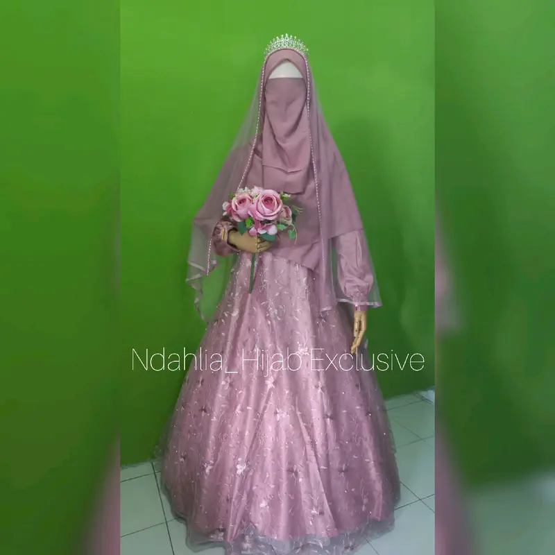 GAUN PENGANTIN SYARI BERCADAR PREMIUM 4