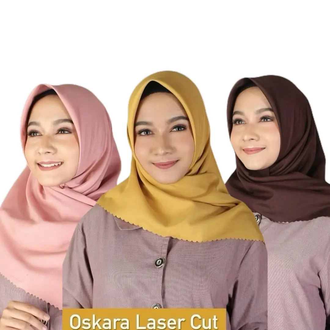 AZARA Hijab Segiempat Oskara Polos Laser Cut Bahan Voal Mircale Lembut Kerudung Square Wanita Muslim Bisa Seragam Kasual Silver Nyaman