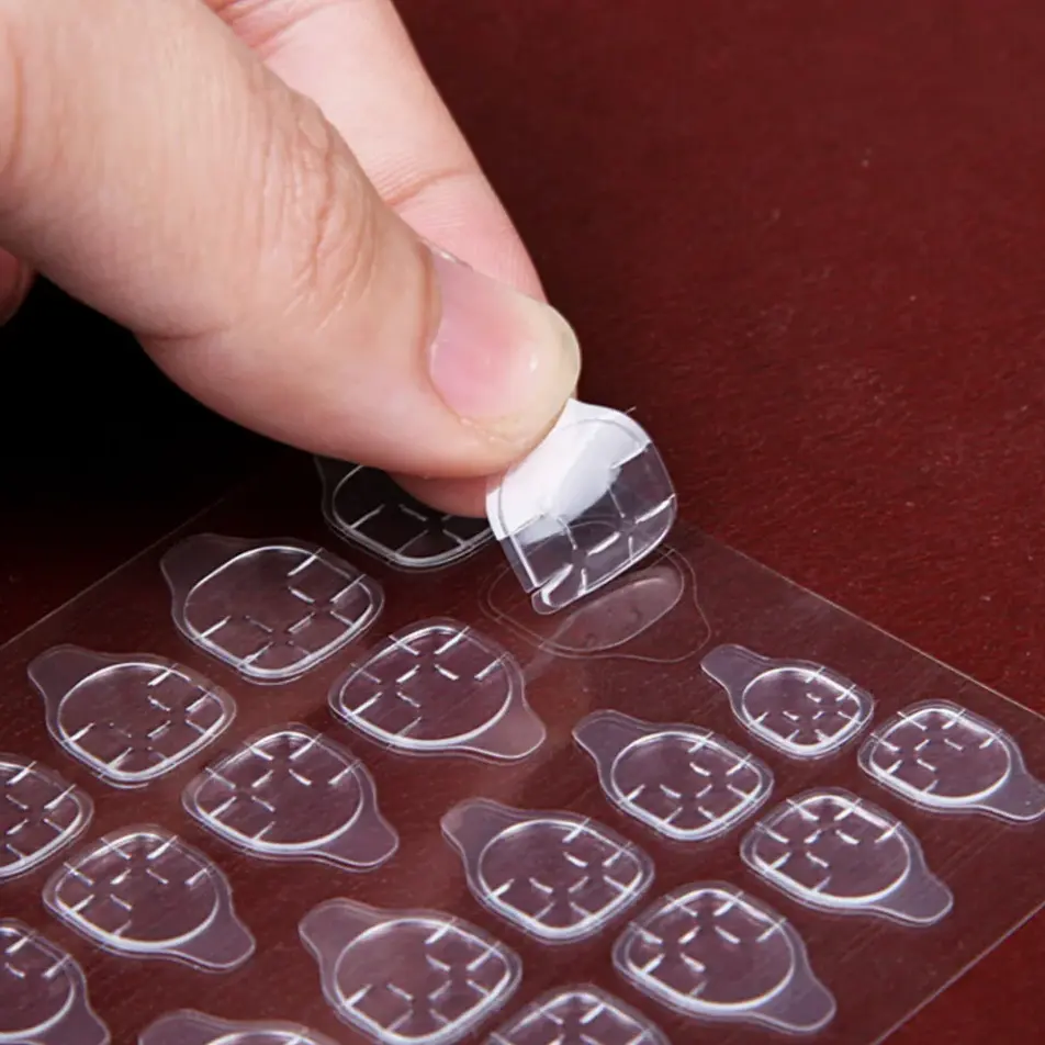 AdoraNails - 1 Lembar Lem jelly tempel isi 24 sticker untuk Kuku Palsu Aesthetic / Nail Art Cat Polish Tangan