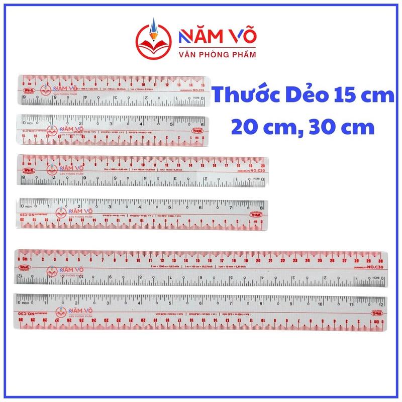   WINQ  COMBO 50-10-5 Cây Thước Kẻ  Thước Nhựa Dẻo Qui Lực Win Q Dài C15 15cm C20 20cm và C30 30cm Không Bong Tróc Số Khó Gãy Dành Cho Học Sinh 