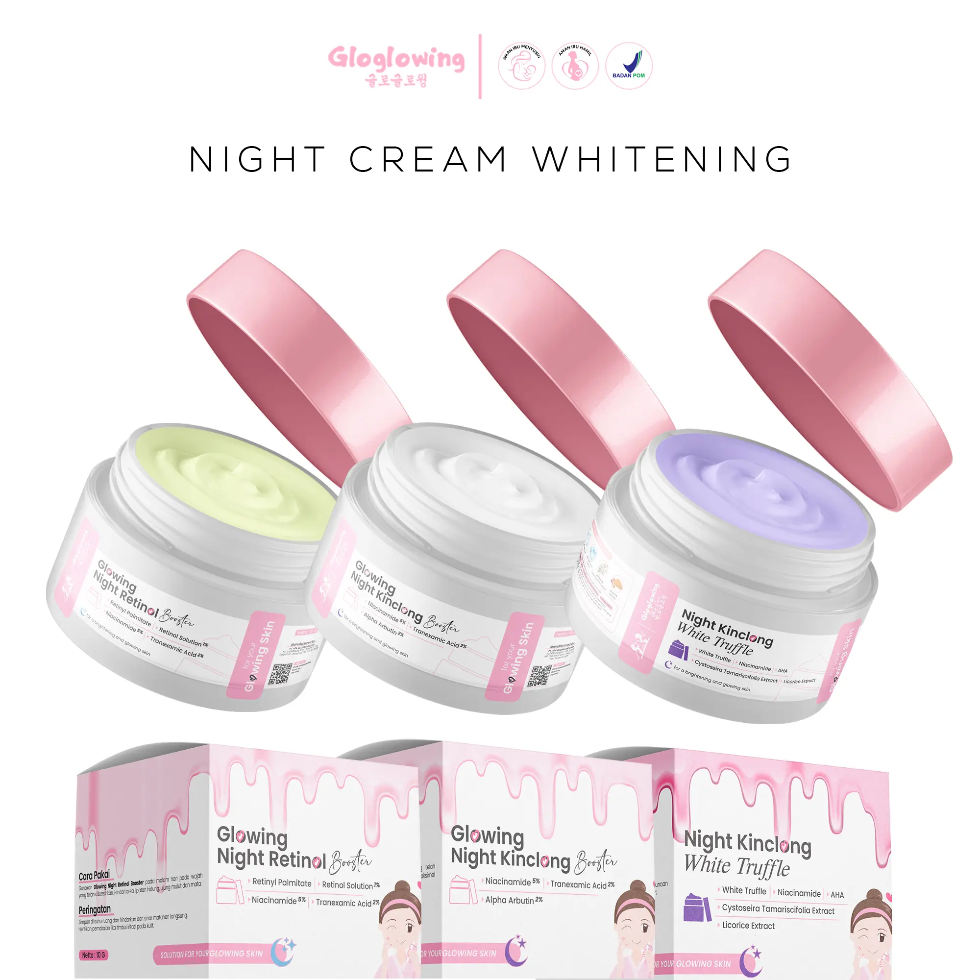 GLOGLOWING Night Cream Whitening 10g - Night Cream Wajah