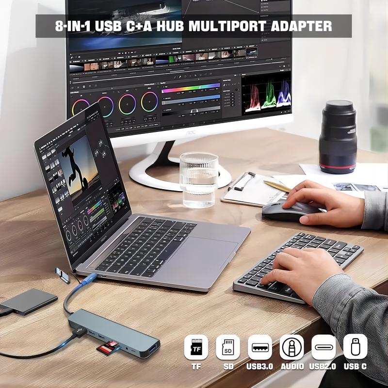 [RADY] MAYY 8IN1 Adapter Connector DS01 USB-C Type-c Kable Konekter Multifungsi SD Card TF Card Computer Laptop Phone Table 3