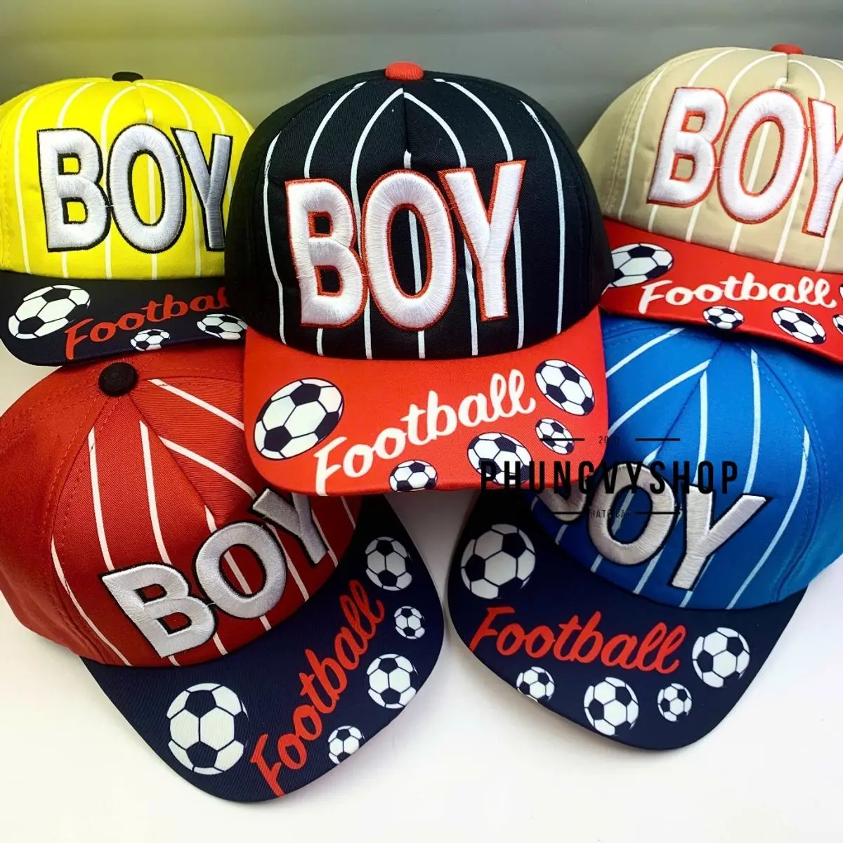 Bé 3-8 TUỔI/ Mũ luoi trai cho bé trai bé gái phungvyshop- Nón trẻ em / Kết trung BOYFOOTBALL /