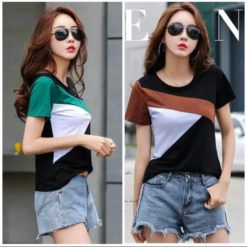 KAOS T--SHIRT LENGAN PENDEK MODEL CASUAL DENGAN DESAIN PATCHWORK