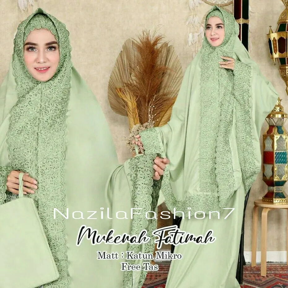 Mukena Siti Fatimah Khodijah Full Bordir Katun Premium