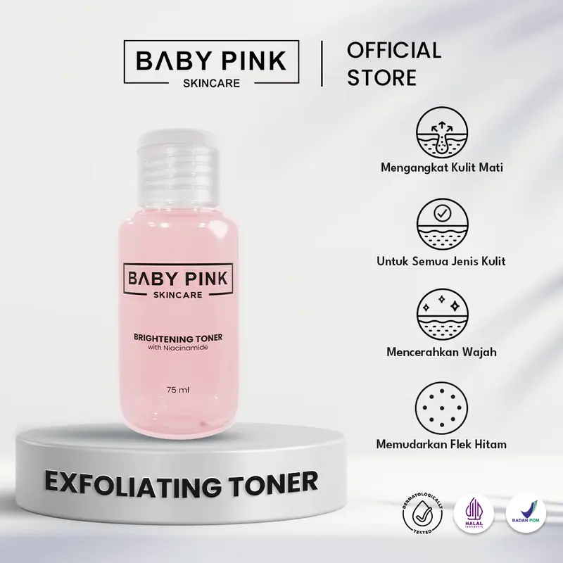 Baby Pink Skincare - Exfoliating Toner Memudarkan Flek Hitam Di Wajah Pemutih Wajah Dan Mengangkat Sel Kulit Mati kotoran Mencerahkan 0