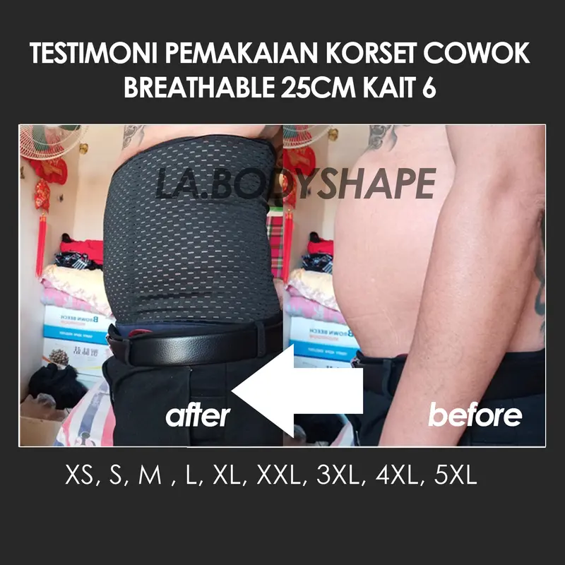 Korset pria anti buncit model 25cm kait 6/ korset cowok perut pinggang elastis nyaman buat seharian dan korset olahraga 3