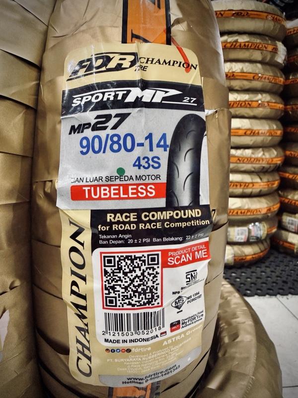 Ban Motor Soft Compound FDR SPORT MP27 90/80-14 TL Ban Motor Soft Compound FDR SPORT MP27 90/80-14 TL