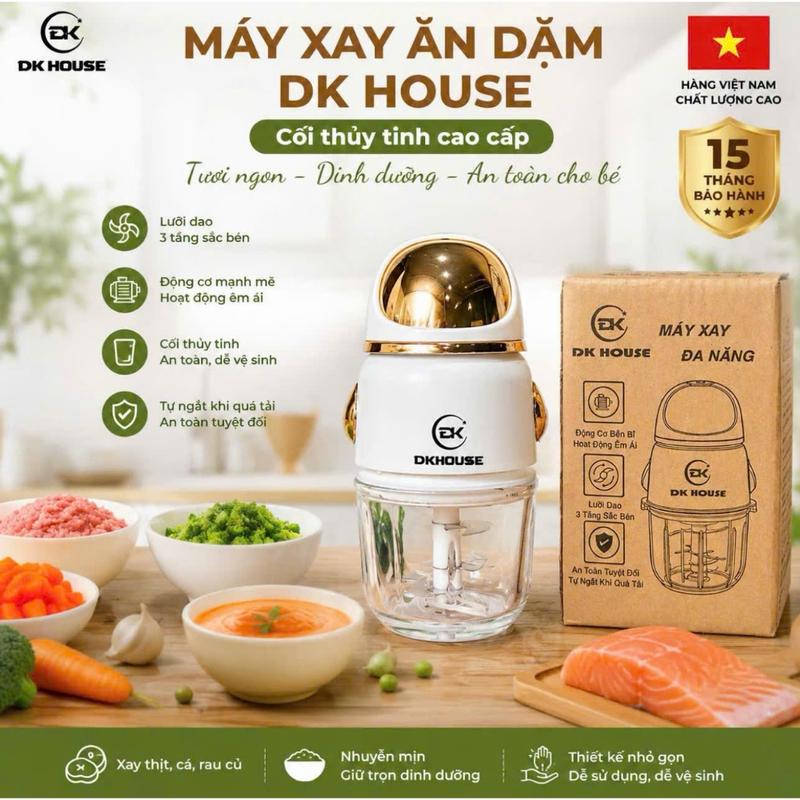 Máy Xay Cối Thủy Tinh DK HOUSE Ăn Dặm Đa Năng Cầm Tay Dung Tích 300ml Với 6…