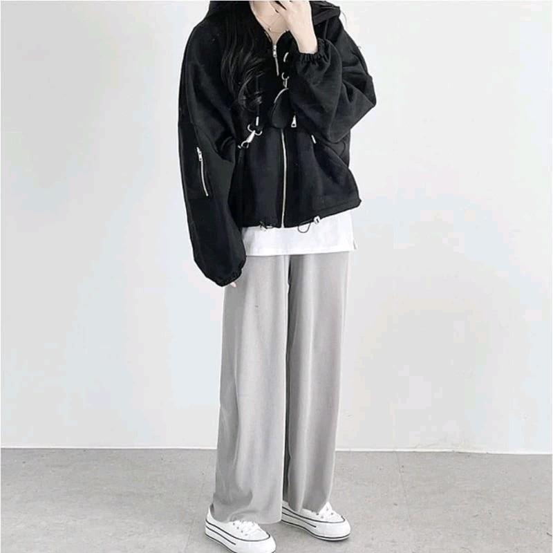 Jaket Hoodie Zipper Wanita | Casa Zipper Hoodie Sweater Casual Wanita Fullzip Fleece Korean XL vintage 3