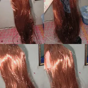jam tangan wanitaRambut panjang perempuan wig, rambut panjang lurus, wajah bulat rambut harian perempuan Imitasi alami rambut manusia, rambut panjang tengah, gaya set kepala penuh