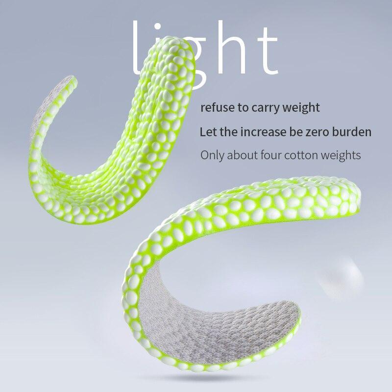 1Pair Height Increase Insoles Green PU Shoes Sole Soft Elasticity Pad Breathable Comfortable for Men Women Feet Care Insoles 0