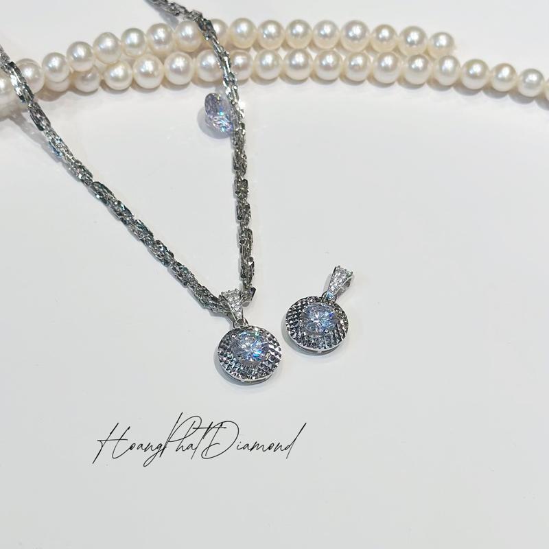 [ Hoàng Phát ] Phụ Kiện Mặt Dây Chuyền Bạc Ý 925 Mặt Tròn Nhỏ Chạm Máy Khoen Tấm Nam Mỹ Xi Kim (M059) KHÔNG KÈM DÂY