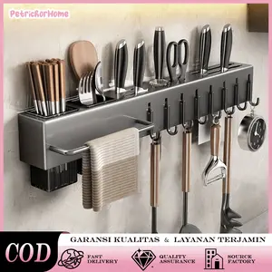 Solusi Cepat untuk Dapur Rapi: Rak Tempel Tanpa Bor - Tempat Pisau & Sendok Garpu yang Multifungsi | Hanya 5 Menit Pemasangan, Permukaan Dapur Tetap Rapi
