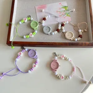 Jam Tangan Wanita Berwarna Dopamin Dengan Manik-Manik Gaya Ins Jam Tangan Mode Untuk Pelajar Jam Tangan Sederhana Minimalis Yang Segar