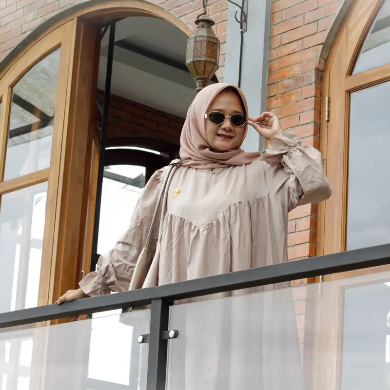 LAMIA GAMIS DRESS KATUN POLO LINEN PREMIUM BUSUI ELEGAN SIMPLE MEWAH LD 130 2