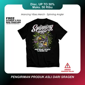 [ PROMO SPESIAL ] Kaos Mancing Vibes Spinning Angler - Baju Mancing Distro Pria Keren Bahan Katun Combed 24s Premium Free Stiker & Box Pancing Mini