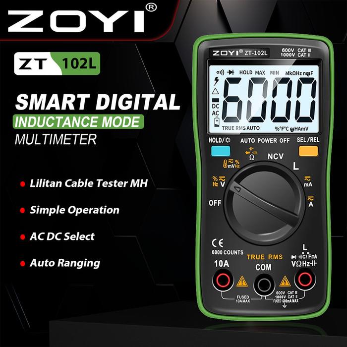 Gambar ZOYI ZT102L Digital Multitester Multimeter Industors Lengkap Kapasitor dari Zoyi Official Store Kab. Tangerang Tokopedia