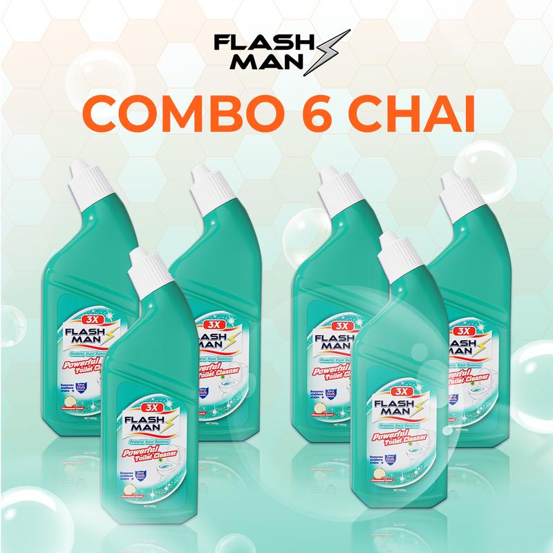 [6 CHAI] Nước tẩy bồn cầu Flashman - Làm sạch hiệu quả - Diệt khuẩn - Khử mùi khó chịu (500g / 1 chai)