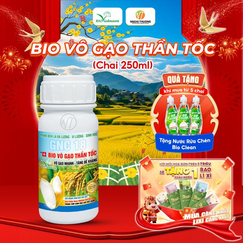  Phân bón hữu cơ BIO VÔ GẠO THẦN TỐC Dạng Nước giúp Vô gạo liên tục chắc hạt nặng ký tăng năng suất gạo hòa tan hoàn toàn hạn chế tắc vòi phun - Chai 250ml 