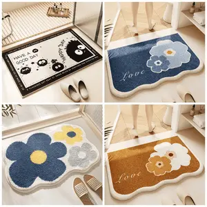 COD Keset Bulu Halus / Keset Kaki Lembut Anti Slip Keset Kamar Tidur Dapur Kamar Mandi Anti Slip Motif Lucu Doormats Carpets