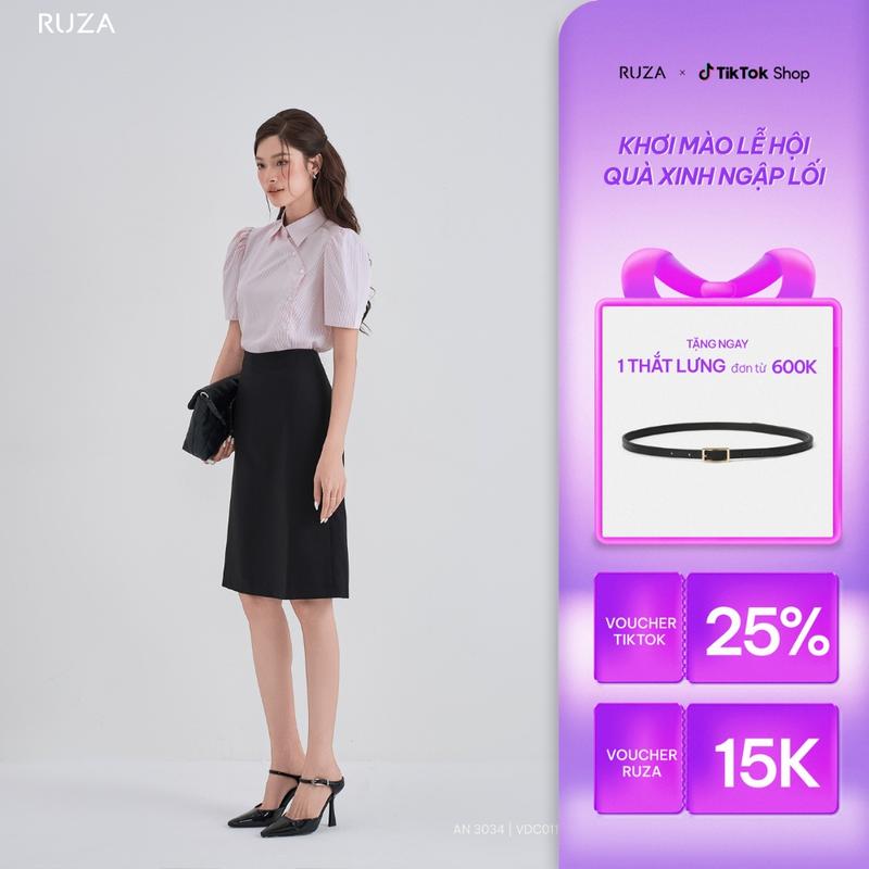  RUZA - Chân váy nữ lụa lạnh chữ A dài màu đen dáng công sở thời trang VDC011 VDC012 