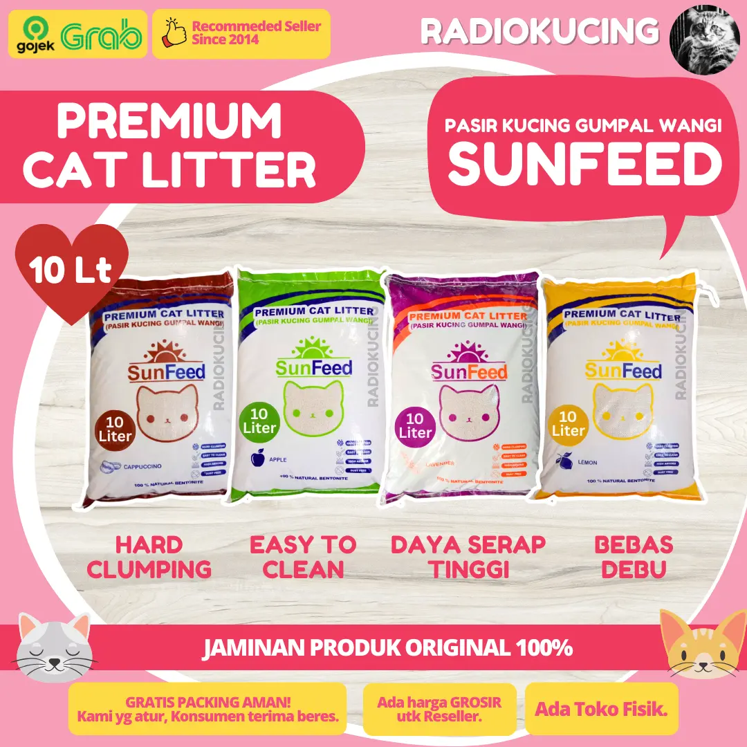 Pasir Kucing SUNFEED 10 Litter Gumpal Bentonite Wangi Pasir Cat Liter [JUWIES RADIOKUCING]
