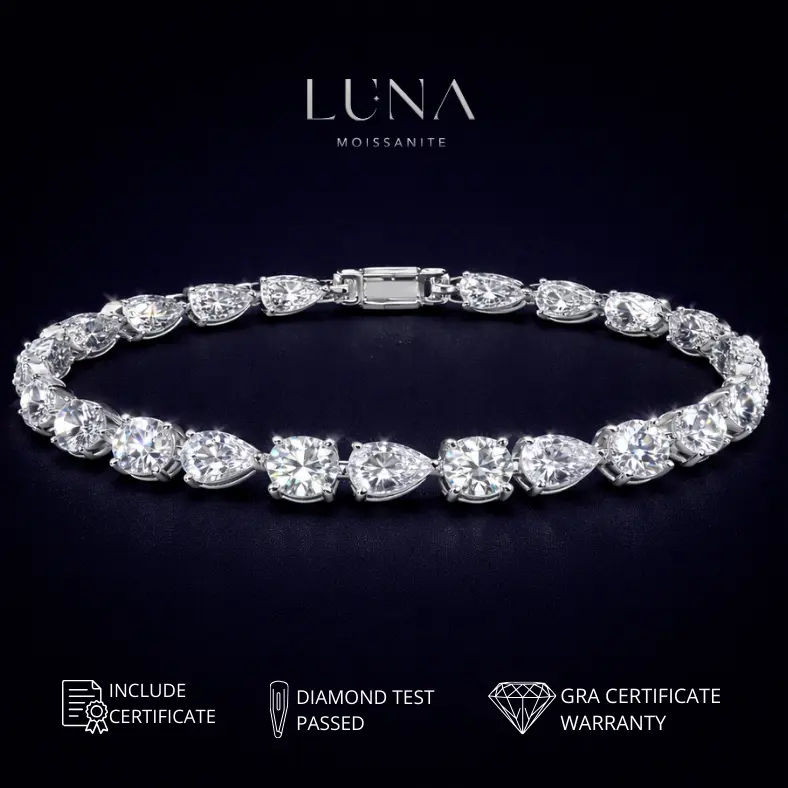 LUNA MOISSANITE MZ-0367M SILVER/ GELANG WANITA / GELANG SILVER / LUXURY BRACELET