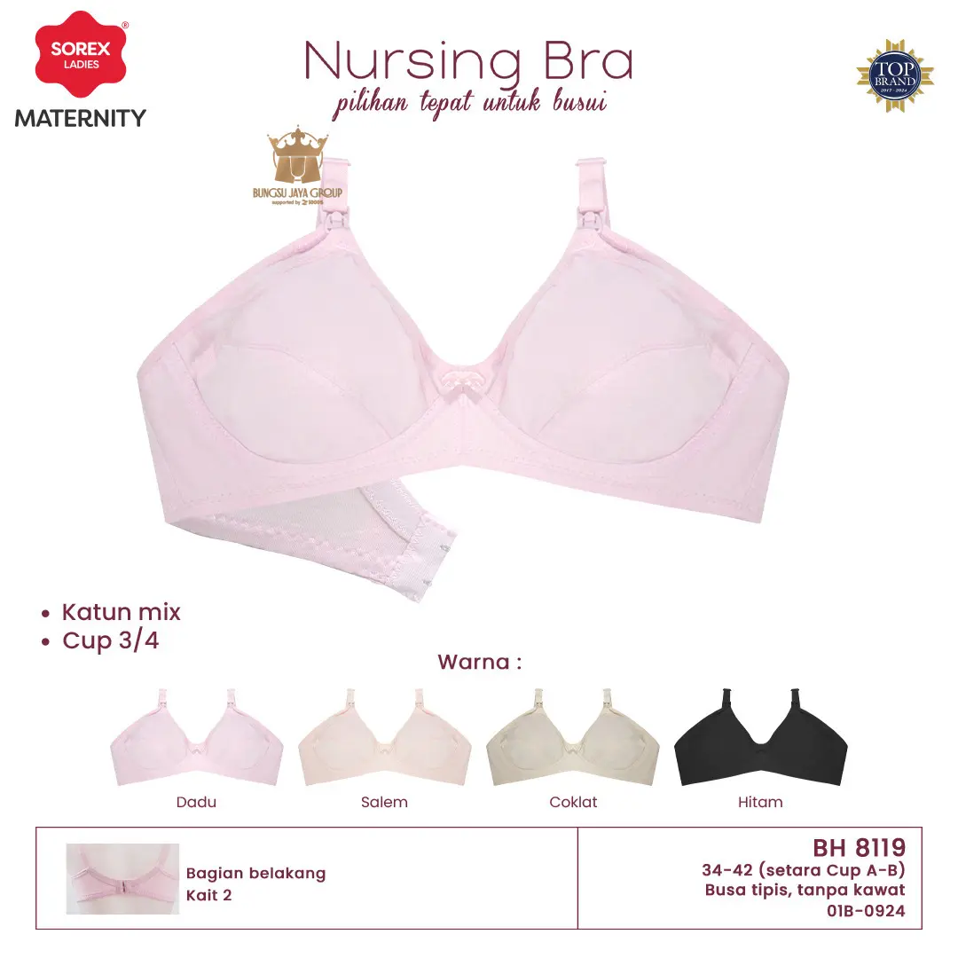 3pcs Sorex Bra Busa Tipis Tanpa Kawat Bh Menyusui Nursing Art 8119 Katun Dewasa