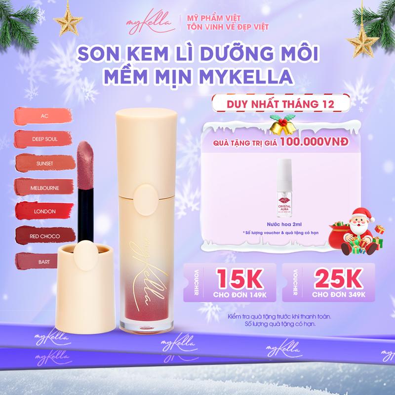  Son Lì myKella Mịn Mượt Dưỡng Môi - KISSABLE MATTE LIP CREAM 5ml Cosmetic Women Son Môi Trang Điểm Mỹ Phẩm 