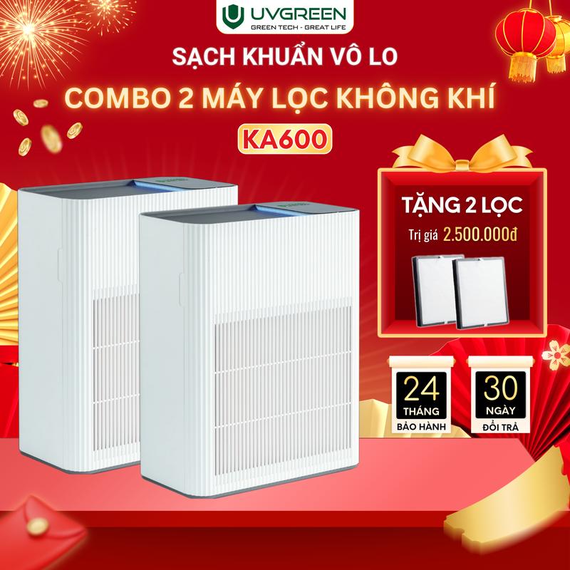   TẶNG 2 LỌC  Combo 2 Máy Lọc Không Khí Diệt Khuẩn Cho Bé UVGREEN KA600 - UVC LED Hiện Đại - Ion Âm Làm Sạch Không Khí Phòng Ngủ - Bộ Lọc HEPA H13 Chống Vi Khuẩn 
