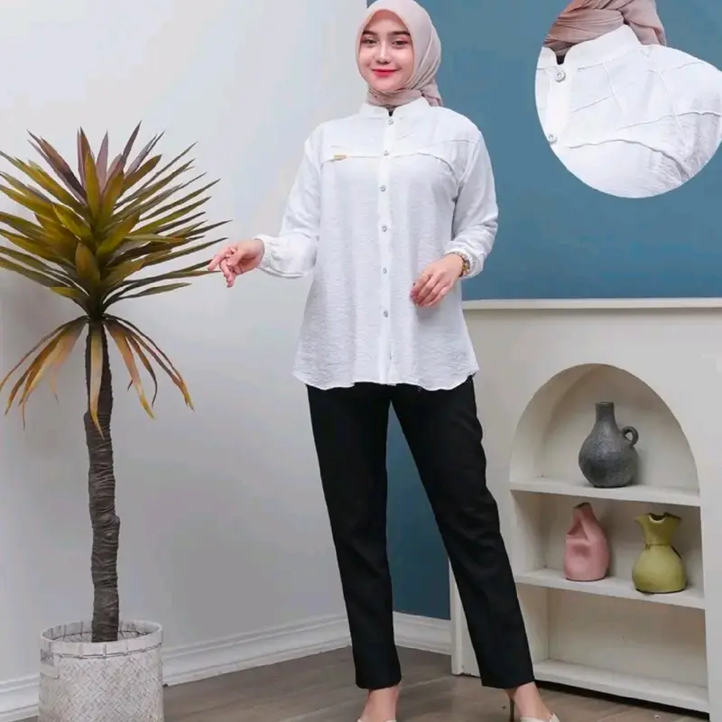 ROSELLA BLOUSE POLO LINEN . baju Atasan Santai 4