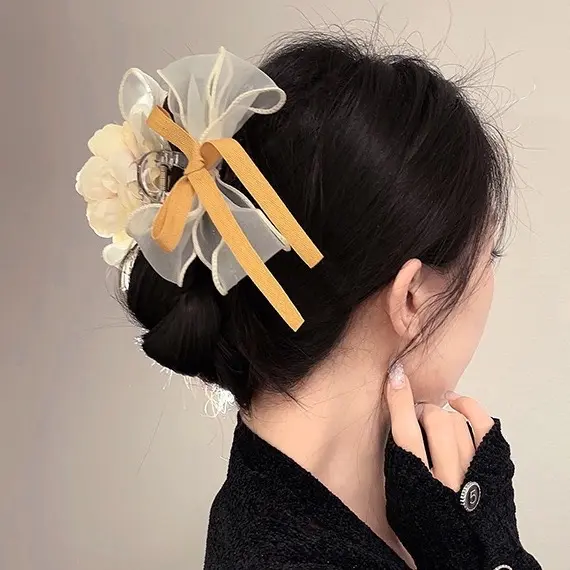 de.stuff2 - Camellia Flower Hair Claw Jepit Rambut Jedai Bunga Pita Wanita Korea / Aksesoris Rambut 1