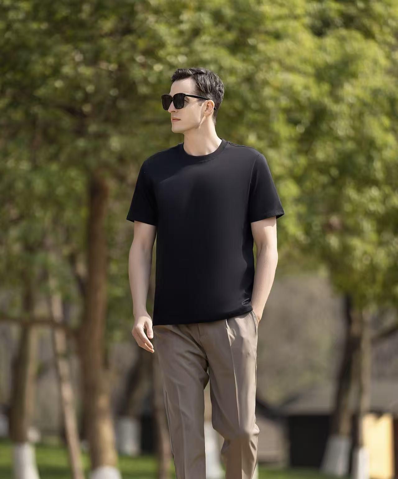 Baju Kaos Pria Polos Polos Murni Basic Outfit Sehari-Hari Lembut Adem Tebal 260g