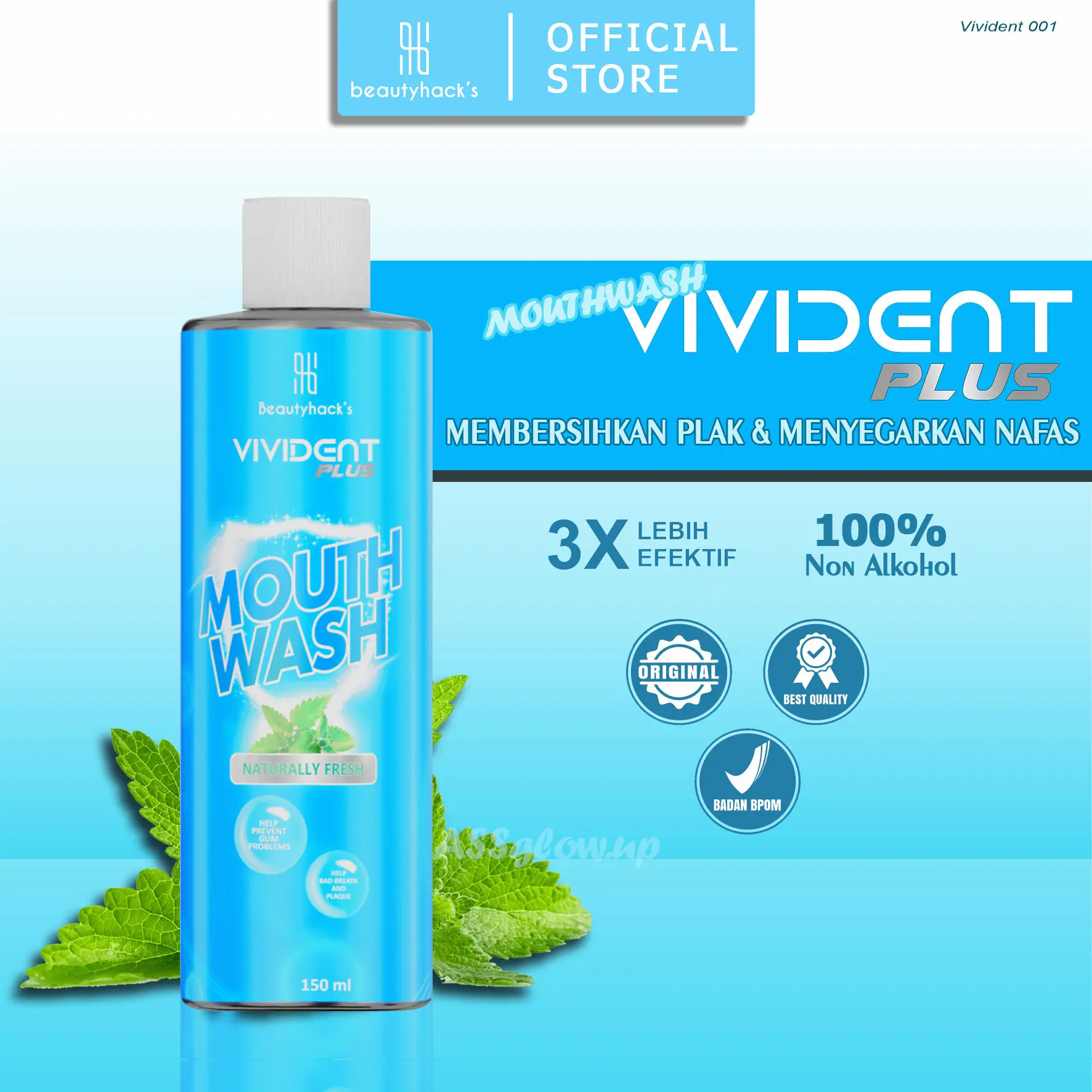 Vivident Plus Mouth Wash - Pembasmi Bakteri & Bau Mulut