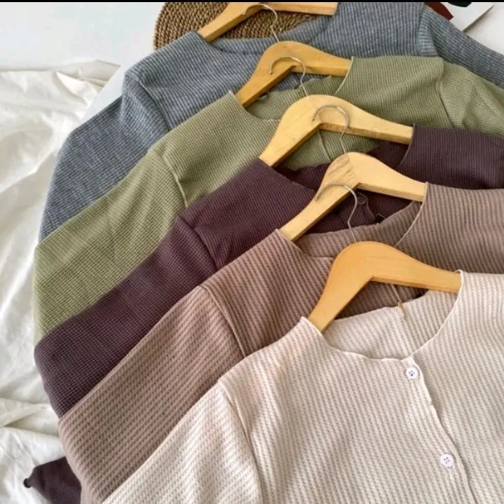 Cardigan crop waffle premium | Cardigan crop terbaru korean look 2