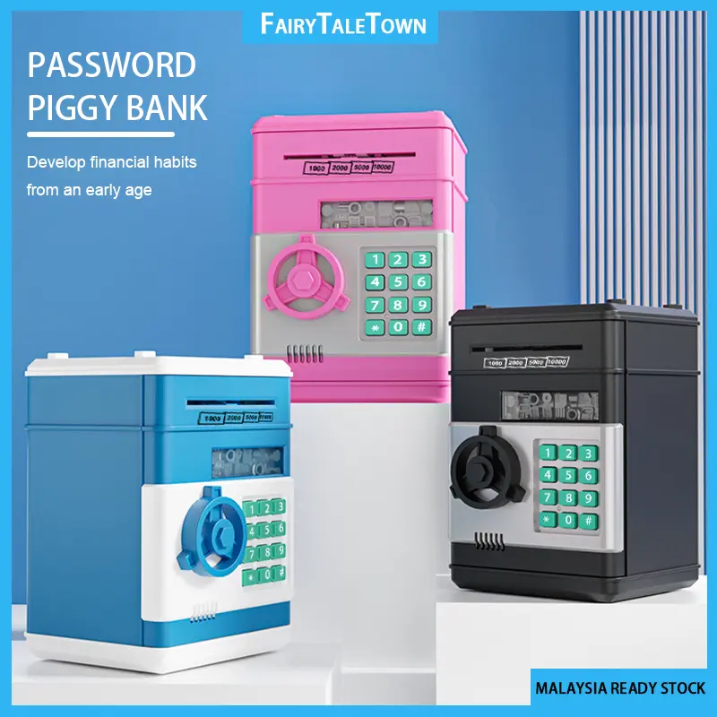 Duit ATM Machine Elektronik Piggy Bank Kids Money Saving Box Password Digital Money  Coins Cash Deposit Music Mainan  for Children's Gift Early Learning Education Toys atm machine  duit boleh simpan besar tabung