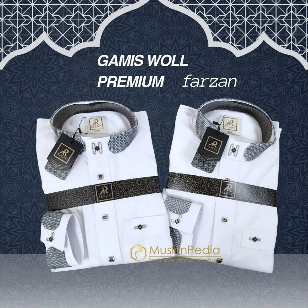 Diskon Alraz Jubah Woll Putih Farzan Gamis Woll Putih