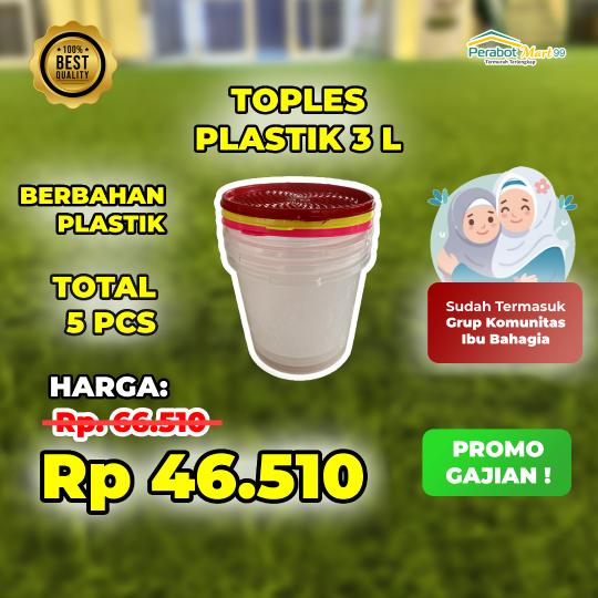 (5 PCS) TOPLES PLASTIK MURAH / TOPLES JUALAN SEBLAK /  TOPLES 3 LITER / 3L / TOPLES KERUPUK / TOPLES UNTUk JUALAN / TOPLES BENING AESTETIK 1