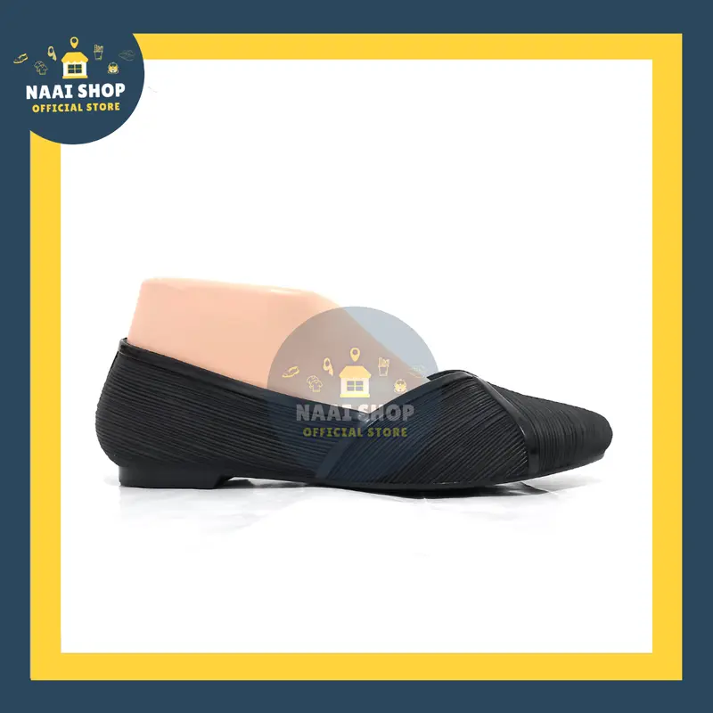 Sepatu Flat Karet Wanita Motif Salur Soft Color Size 36-40 Flat Shoes Jelly Import Premium Outfit Fashion Casual Slip On Cewek Korea Style Murah Selop Kerja Kuliah Sekolah Kekinian Slop Kasual Terbaru Pantofel Hak Rendah Terlaris Karis 538 Naai Shop balle 2