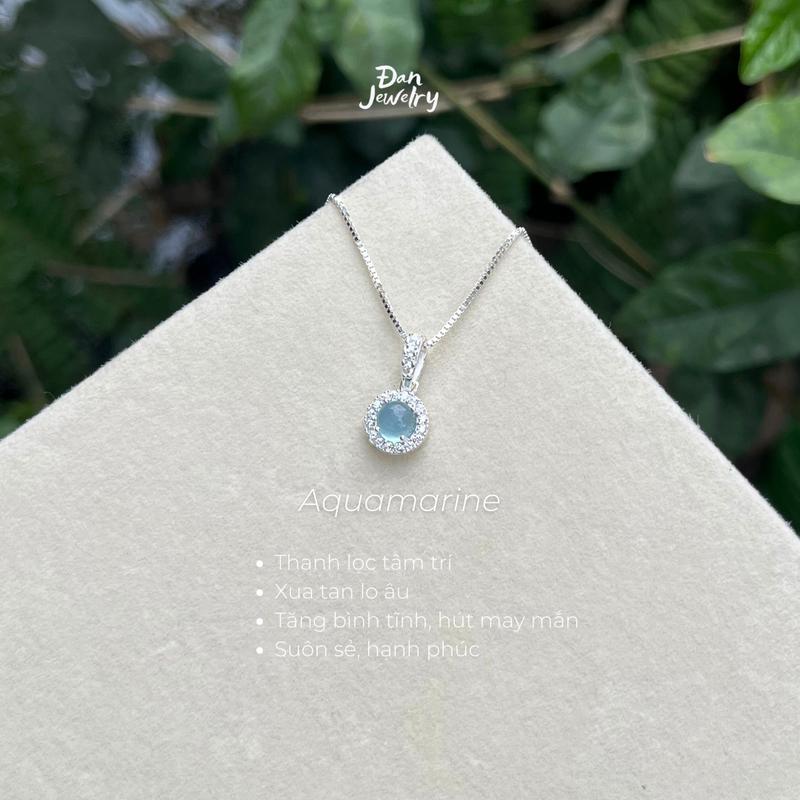Dây chuyền nữ bạc 925 đá tròn Moonstone, garnet, aquamarine - Đan Jewelry - Dây chuyền Nguyệt quang - Xinh xắn, dễ thương DCNQ1 (Mua một, tặng một hộp đựng trang sức + nước rửa bạc miễn phí) 3