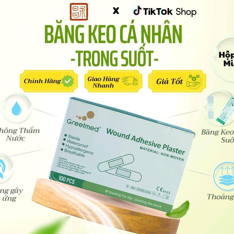 Hộp 100 Băng cá nhân GREETMED miếng dán vết thương y tế