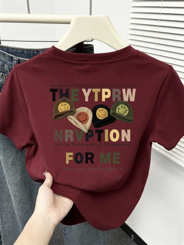 Áo Thun Nữ, Ngắn Tay, Áo Cổ Tròn, 100% Cotton, 3XL, Phong Cách Mùa Hè, Thiết Kế Hoạt Hình, Thường Ngày, Ngoại Cỡ, Thương Hiệu Địa Phương, Hàng Mới Về