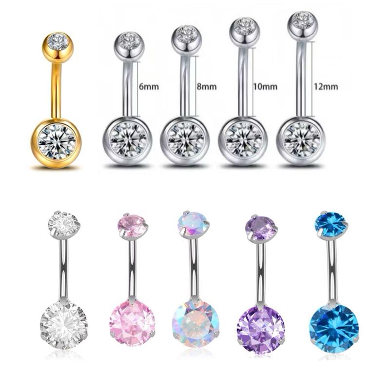  Khuyên rốn Titanium cao cấp k han gỉ có thân 6mm 8mm 10mm 