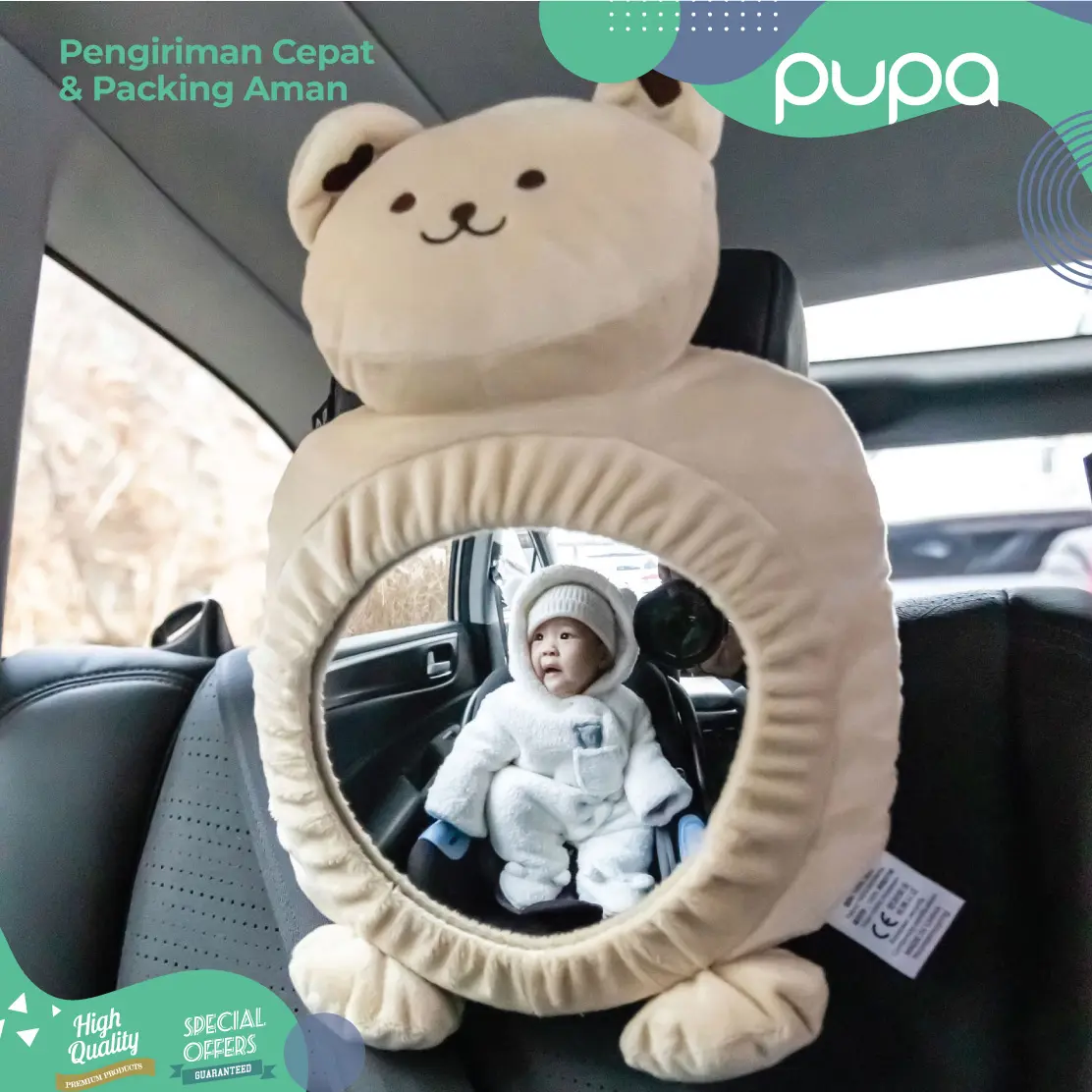 Baby Car Seat Rearview Mirror , Cermin / Kaca Pengawas Bayi Mobil 360° Anti Pecah –  Aman & Mudah Dipasang | Pantau Bayi Hadap Belakang, Akrilik Tahan Benturan, Jaga Fokus Mengemudi & Keamanan Si Kecil di Setiap Perjalanan