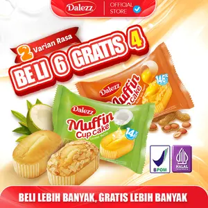 Dalezz Muffin Cup Cake 2 Varian Rasa Coconut (Kelapa) & Egg With Peanut (Telur dengan Kacang) | Halal Lembut & Manis Isi Hingga 18 Pcs